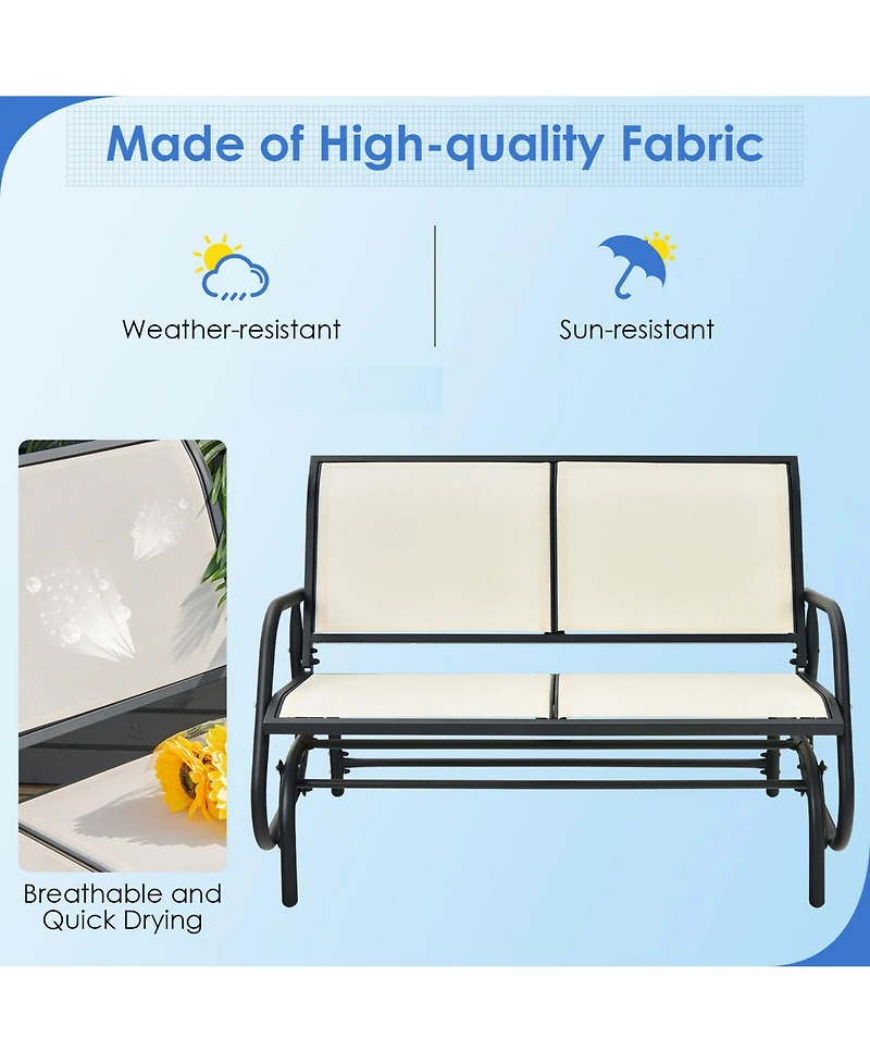 Gymax Patio Swing Glider Bench Loveseat Rocking Chair Backyard Poolside
