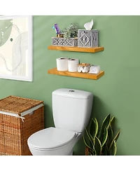 Sorbus 2 Pack 16" Solid Wood Floating Shelves - for Bathroom Decor, Books, Bedroom & Living Room
