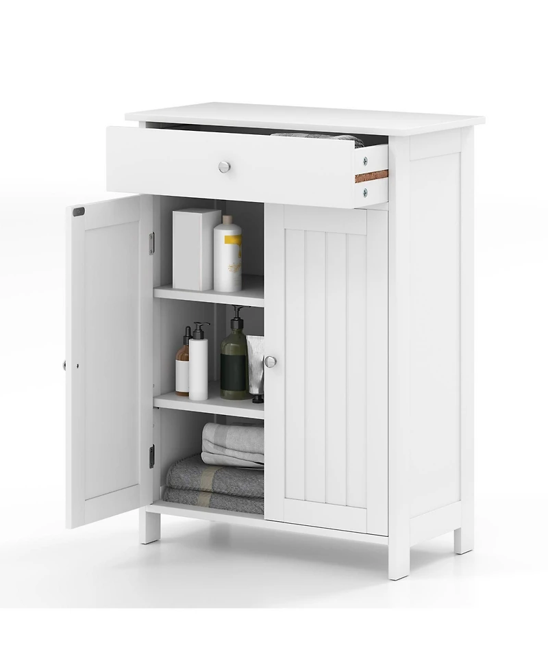Slickblue Bathroom Floor Cabinet Freestanding Storage Organizer with 2 Doors