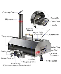 Mondawe 12" Outdoor Premium Stainless Steel Pizza Oven,Portable Automatic Rotatable Multi-Oven
