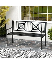 Gymax 51'' Metal Bench Slatted Garden Bench for 2-3 People Patio Park-Style Loveseat