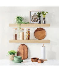 Sorbus 2 Pack 24" Solid Wood Floating Shelves - for Bathroom Decor, Books, Bedroom & Living Room