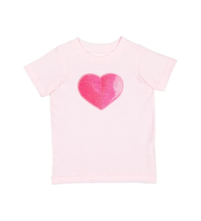 Sweet Wink Toddler Girls Heart Sequin Patch Short Sleeve T-Shirt