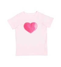 Sweet Wink Toddler Girls Heart Sequin Patch Short Sleeve T-Shirt