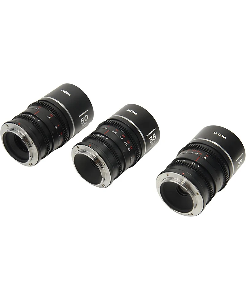 Venus Laowa Nanomorph S35 Prime 3-Lens Bundle with 35mm, 50mm T2.4 and 27mm T2.8 Anamorphic Lens for Fuji X, Silver Flare