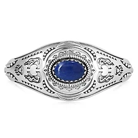 American West Jewelry Sterling Silver Lapis Oval Cut Bear Cuff Bracelet
