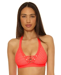 Becca Women's Connect Corset Lace-Up Halter Bikini Top