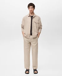 Mango Men's Straight-Fit Linen Overshirt