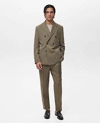 Mango Men's Slim-Fit Pleated Linen Pants