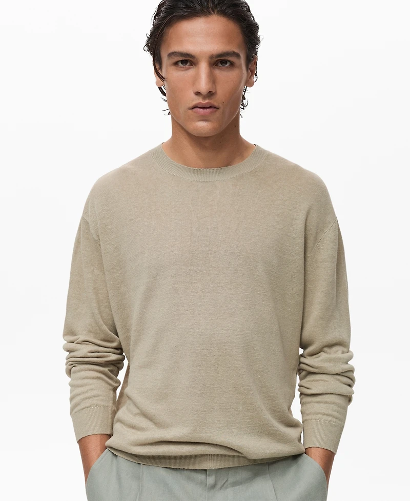 Mango Men's Linen Flowy Sweater