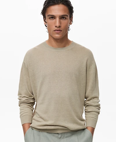 Mango Men's Linen Flowy Sweater