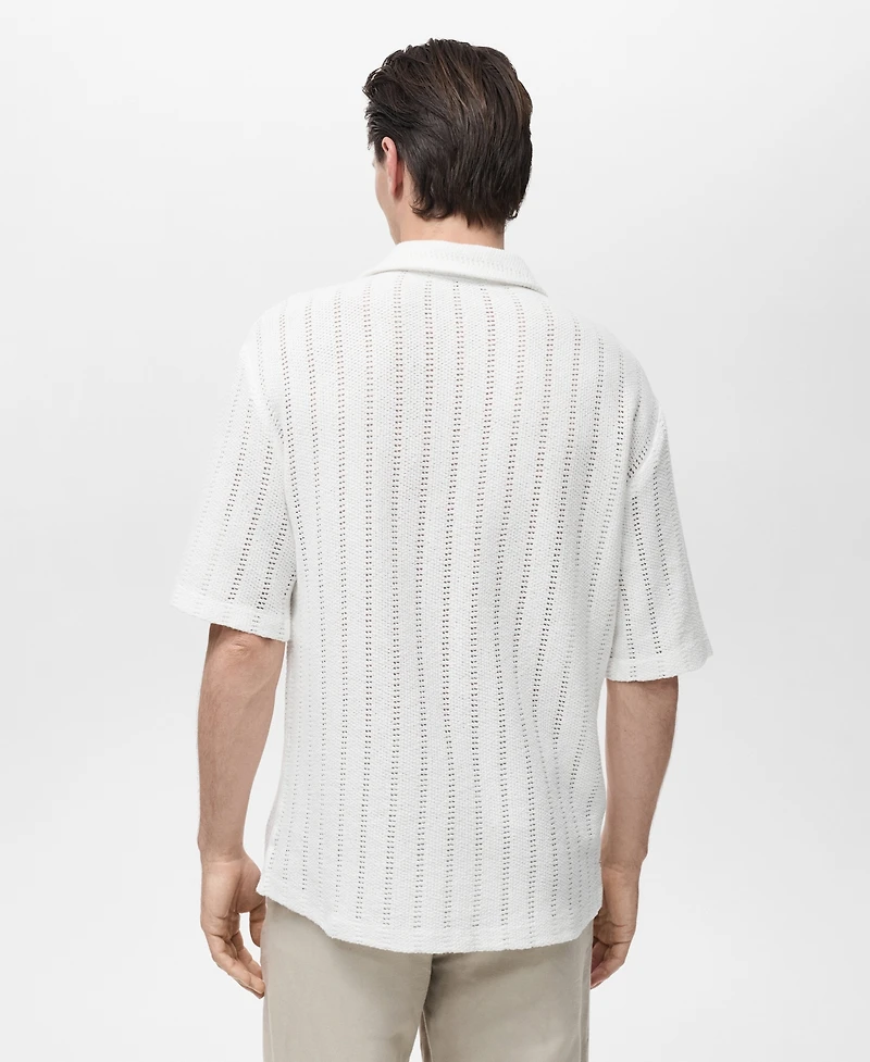 Mango Men's Pointelle Detail Knitted Shirt