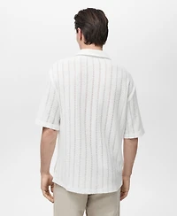 Mango Men's Pointelle Detail Knitted Shirt