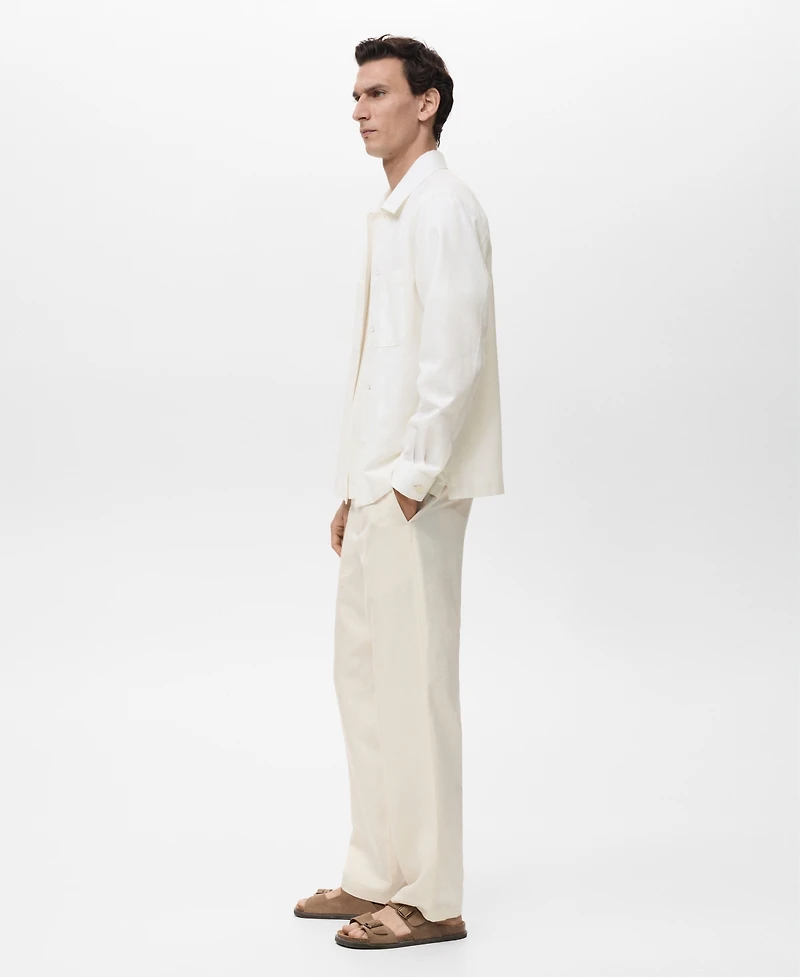Mango Men's Pockets Linen Overshirt