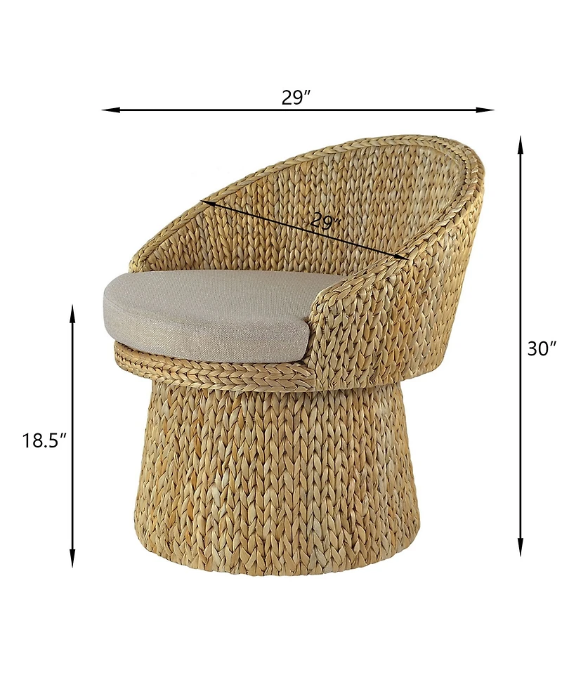 Gallerie Decor 28.5" Handwoven Banana Leaf 360° Swivel Base Indoor Accent Chair
