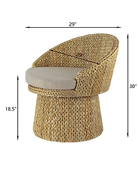 Gallerie Decor 28.5" Handwoven Banana Leaf 360° Swivel Base Indoor Accent Chair