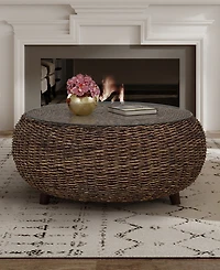 Gallerie Decor 31.5" Woven Rattan Stonebridge Coffee Table