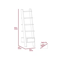 Depot E-shop Kobe Ladder Bookcase, One Drawer, Five Open Shelves, Dark Walnut