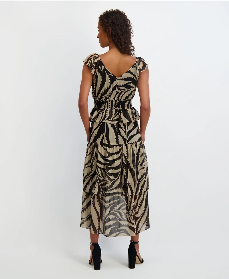 kensie Women's Sleeveless Chiffon A-Line Dress