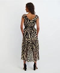 kensie Women's Sleeveless Chiffon A-Line Dress