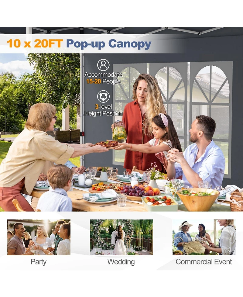 10 x 20 Feet Pop up Canopy with 6 Sidewalls Windows and Carrying Bag