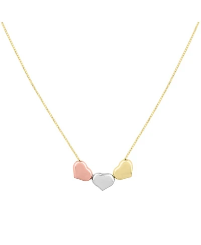 The Lovery Tricolor Triple Heart Necklace 14k Gold