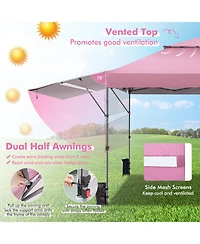 10 x 17.6 Feet Outdoor Instant Pop-up Canopy Tent with Dual Half Awnings