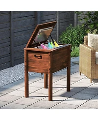 Wooden Patio Cooler with 3 Handles and Bottle Opener