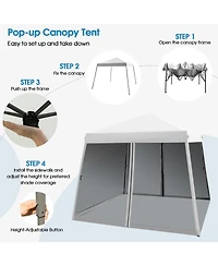 10 x 10 Feet Pop Up Canopy with Mesh Sidewalls and Roller Bag
