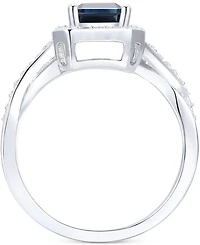Sapphire (1-3/4 ct. t.w.) & Diamond (3/8 ct. t.w.) Halo Twist Ring in 14k White Gold