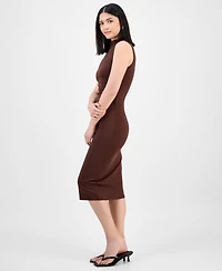 Bar Iii Women's Ruched Mock-Neck Sleeveless Midi Dress, Exclusively at Macy's