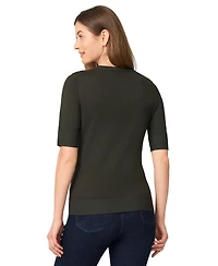 Melissa Paige Women's Crew-Neck Elbow-Sleeve Fine-Gauge Sweater
