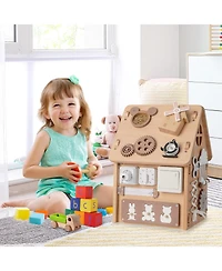 Multi-purpose Busy House with Sensory Games and Interior Storage Space