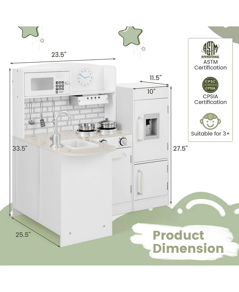 Kids Kitchen Playset Conor Kitchen Toy with Realistic Microwave and Oven Stove
