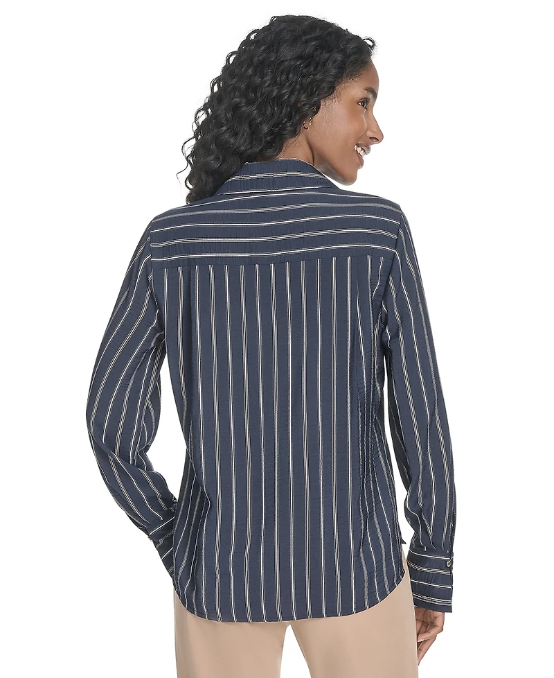Tommy Hilfiger Women's Striped Long-Sleeve Popover Top