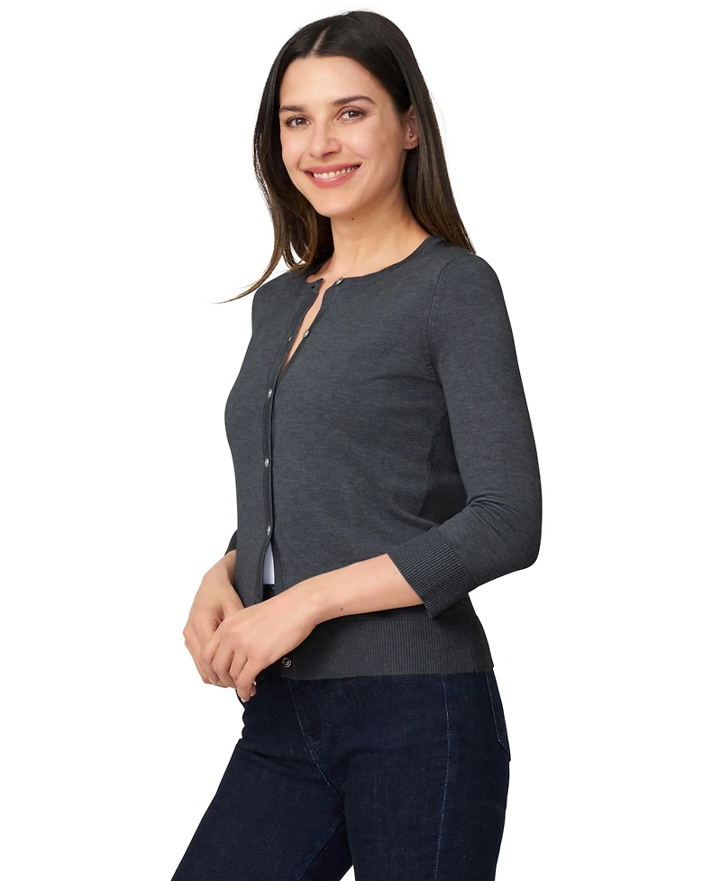 Melissa Paige Women's Crewneck Button-Front Cardigan