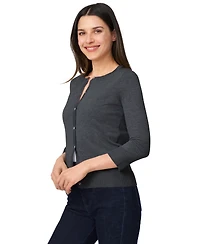 Melissa Paige Women's Crewneck Button-Front Cardigan