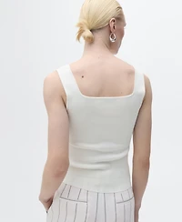 Mango Women's Low Neckline Fine-Knit Top