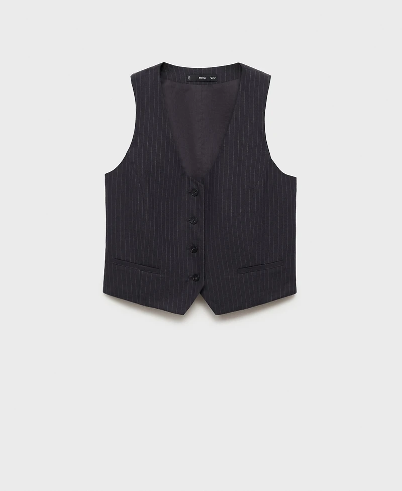 Mango Women's Linen-Blend Suit Vest