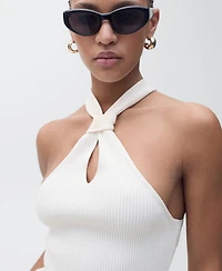 Mango Women's Knot Detail Halter-Neck Top