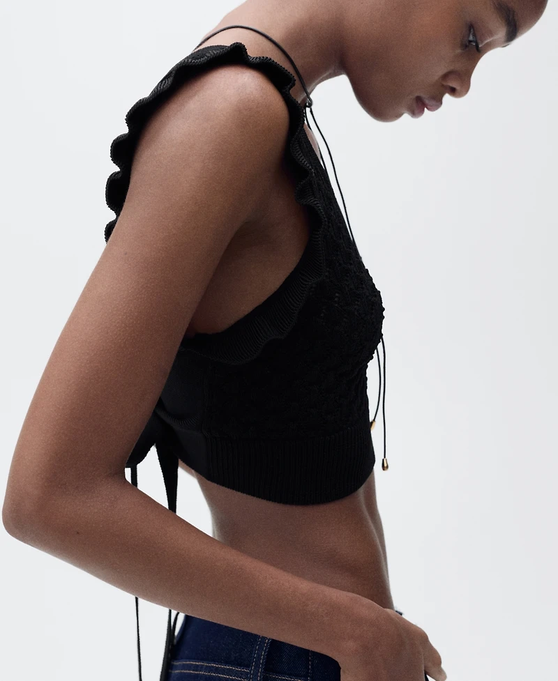 Mango Women's Back Bow Detail Crop Top