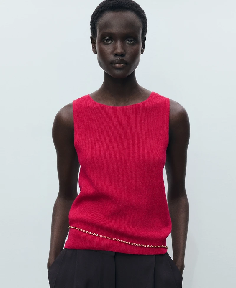 Mango Women's Fine Ribbed Knit Top