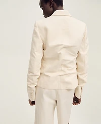 Mango Women's Wrinkled Linen-Blend Suit Jacket