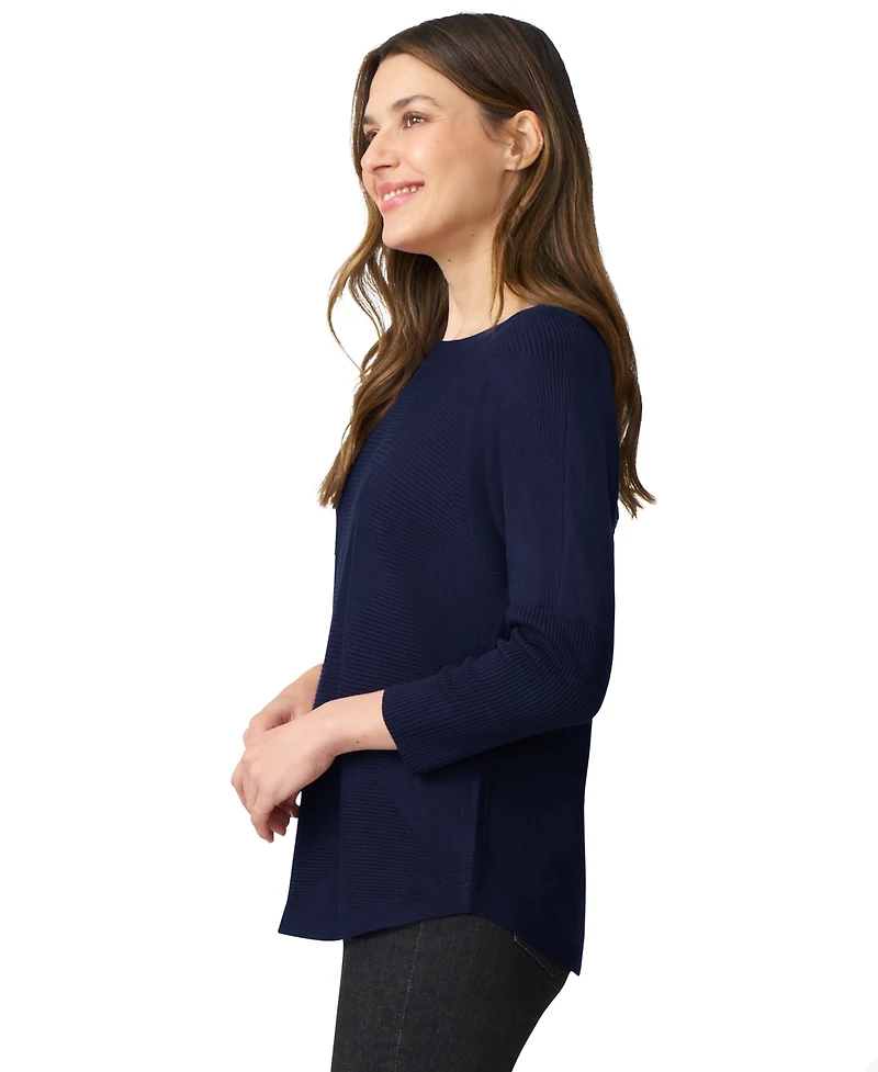 Melissa Paige Women's Boat-Neck Diamond-Knit Dolman-Sleeve Sweater