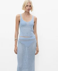 Mango Women's Rhinestone Detail Knitted Top