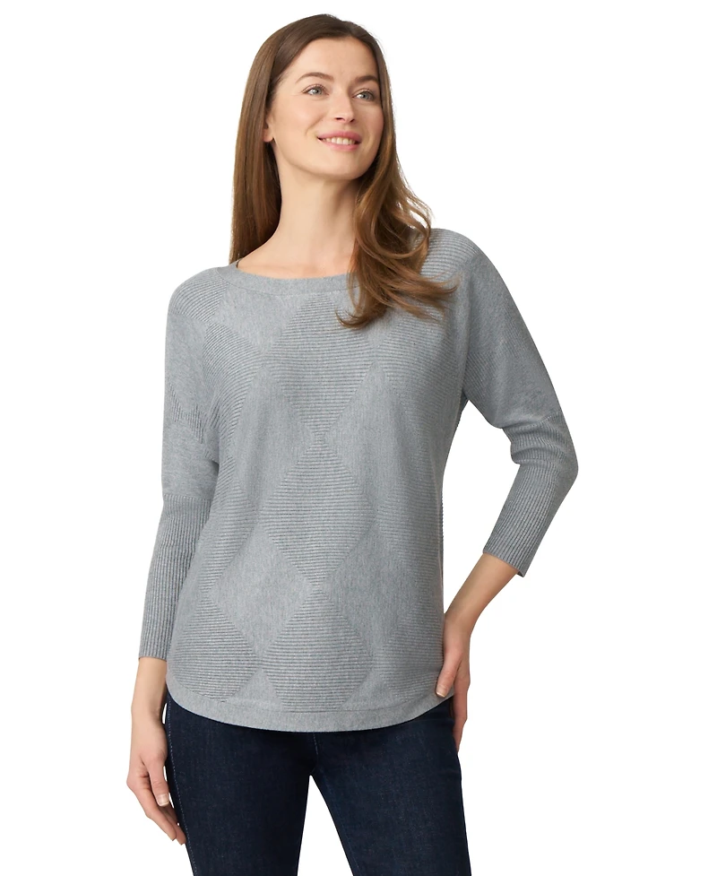 Melissa Paige Women's Boat-Neck Diamond-Knit Dolman-Sleeve Sweater