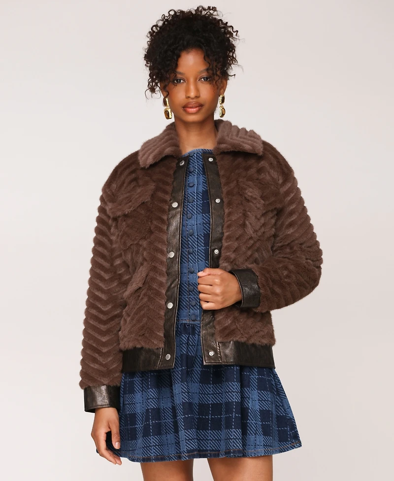 Avec Les Filles Women's Faux-Fur Bomber Jacket