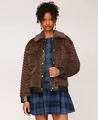 Avec Les Filles Women's Faux-Fur Bomber Jacket