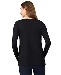 Melissa Paige Women's Contrast-Trim Side-Button Tunic Sweater