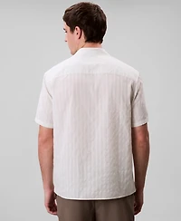Calvin Klein Men's Cotton Striped Textured Short-Sleeve Shirt